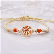 (B Y  Orange)apan and Korea handmade establishment bracelet flower Starry gem glass flower rope chain