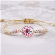 (B Y  Pink)apan and Korea handmade establishment bracelet flower Starry gem glass flower rope chain