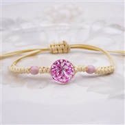 (B Y  rose Red)apan and Korea handmade establishment bracelet flower Starry gem glass flower rope chain