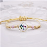(B Y  Color)apan and Korea handmade establishment bracelet flower Starry gem glass flower rope chain