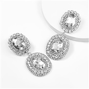 ( Silver)super claw chain series Alloy diamond Round glass diamond earrings woman occidental style arringearrings