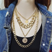 ( Gold necklace)occidental style fashion multilayer necklace  woman flower pendant necklace clavicle chain necklace
