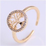 Korean fashion copper inlaid zirconium Life Tree personalized ring
