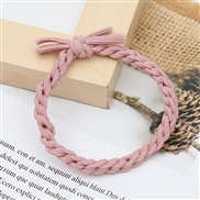 ( Pink)Korean style color twisted high elasticity head rope circle handmade weave rope