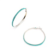 ( Lake Blue  White K)summer personality exaggerating beads Alloy earrings occidental style circle thin earrings