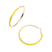( yellowKCgold )summer personality exaggerating beads Alloy earrings occidental style circle thin earrings
