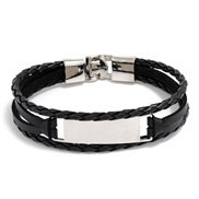 ( Black )occidental style fashion fashion brief multilayer weave man leather bracelet surface personality Word
