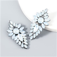 ( white)fashion colorful diamond series Alloy diamond multilayer leaf Rhinestone geometry flowers earrings woman trend o
