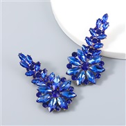 ( blue)earrings fashion super Alloy diamond leaf Rhinestone flowers geometry earrings woman occidental style arring