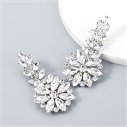 ( Silver)earrings fashion super Alloy diamond leaf Rhinestone flowers geometry earrings woman occidental style arring
