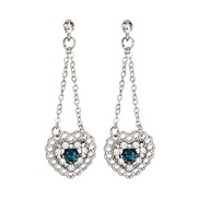 (E)silver retro blue diamond heart-shaped Pearl earrings Korea brief woman Earring
