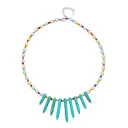 (N)Bohemia ethnic style Pearl color beads necklace personality all-Purpose turquoise necklace woman