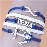 occidental style retro  creative8 WordLOVE  anchors Alloy fitting handmade multilayer weave personality bracelet