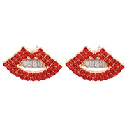 occidental style color lips rhinestone Alloy earrings fashion glass diamond ear stud