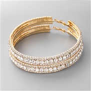 ( Gold)super claw chain series Alloy diamond Rhinestone circle occidental style exaggerating earrings woman arringearri