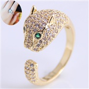 fine Korean style fashion sweetOL concise embed Zirconium leopard personality opening ring