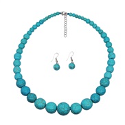 (S)Bohemian style handmade beads turquoise short clavicle necklace occidental style retro chain set