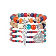 (   )Bohemian style personality multicolor beads bangle   occidental style brief  bracelet woman F
