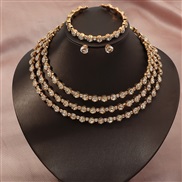 (SZ jinse)occidental style brief atmospheric diamond Collar necklace earrings bangle three set