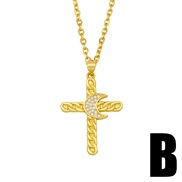 (B)creative butterfly cross necklace woman ins apan and Korea Moon diamond brief temperament clavicle chainnku