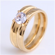 Korea fashion concise stainless steel concise embed Zirconium temperament personality ring
