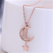 fine Korean style fashion titanium steel sweet Moon and stars personality woman necklace