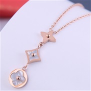 ( rose gold ) fine Korean style fashion titanium steel sweetOL concise flower all-Purpose personality woman neckla