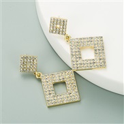 (rhombus )Korean style geometry super diamond earrings woman silver occidental style fashion exaggerating earring arring