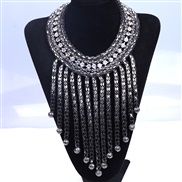 ( black) occidental style fashion textured multilayer Metal chain necklace all-Purpose short necklace woman