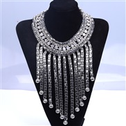 ( white) occidental style fashion textured multilayer Metal chain necklace all-Purpose short necklace woman