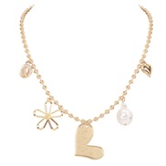 ( Gold)occidental style  geometry Alloy beads chain  Pearl Alloy Peach heart pendant