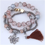 occidental style trend  all-Purpose four clover tassel fashion lady multilayer bracelet