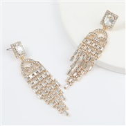 ( white)fashion colorful diamond series Alloy diamond square Rhinestone glass diamond long style tassel earrings woman o