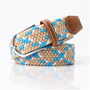 ( khaki+ blue  while ) style leisure lady belt fashion multicolor all-Purpose Tightness buckle belt man elasticity weav