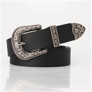 ( black) new lady retro buckle belt all-Purpose fashion ornament belt Korean style Cowboy belt