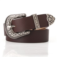 ( Brown) new lady retro buckle belt all-Purpose fashion ornament belt Korean style Cowboy belt