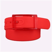 ( red)high quality silica gel belt  man woman belt plastic buckle candy colors Metal  belt