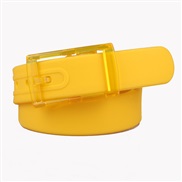 ( yellow)high quality silica gel belt  man woman belt plastic buckle candy colors Metal  belt