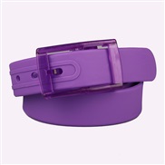 (purple)high quality silica gel belt  man woman belt plastic buckle candy colors Metal  belt