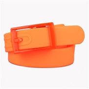 ( Orange)high quality silica gel belt  man woman belt plastic buckle candy colors Metal  belt