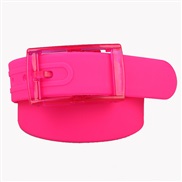 ( rose Red)high quality silica gel belt  man woman belt plastic buckle candy colors Metal  belt