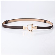 (104Length (CM)1.4Width (CM))( Brown)lady leather ornament belt fashion brief Dress sweater women samll belt