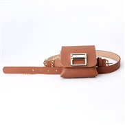 (2.4Width (CM)105Length (CM))( camel)fashion lady belt gold chain samll bag bag removable four ornament belt bag