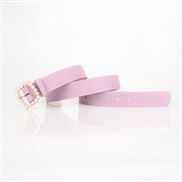 (Length (CM)105+Width (CM)3.3)(purple) Square buckle Pearl belt fashion all-Purpose sweet lovely lady belt fashion clas