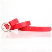 ( red)elegant fashion ladyPU belt Pearl style Alloy buckle atmospheric color more ornament Dress belt