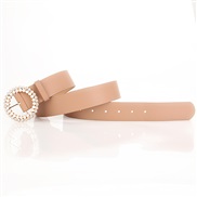 (106cm+3.5cm)( khaki)elegant fashion ladyPU belt Pearl style Alloy buckle atmospheric color more ornament Dress belt