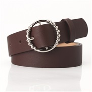 (2.8Width (CM)104Length (CM))( Brown) style lady belt collocation Cowboyu belt fashion Round buckle pattern all-Purpose