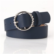(2.8Width (CM)104Length (CM))( Navy) style lady belt collocation Cowboyu belt fashion Round buckle pattern all-Purpose 