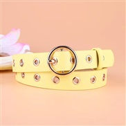 (2.7cm+105cm)( yellow)lady belt eyes ornament Korean style four all-Purpose Round buckle women belt