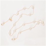 (Gold)Pearl Metal chain lady fashion wind brief all-Purpose ornament elegant atmospheric Waist retraction chain